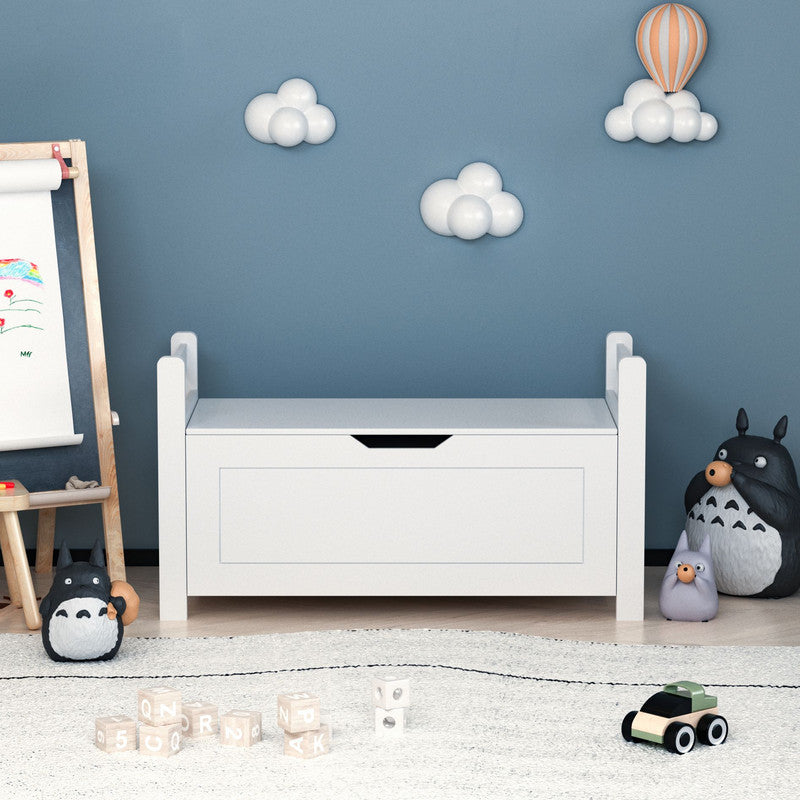Kids Toy Box Chest White Rubber Wood Toy Box