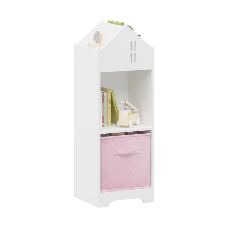 Kids Dollhouse Bookcase with Storage, 2-Tier Storage Display Organizer