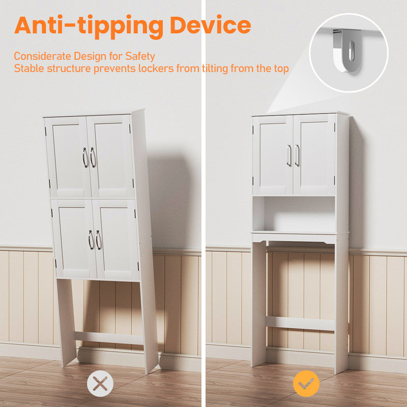 Free Standing Toilet Storage Cabinet with Barn Doors , Adjustable Bottom Bar