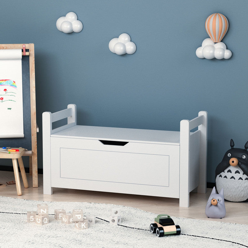 Kids Toy Box Chest White Rubber Wood Toy Box