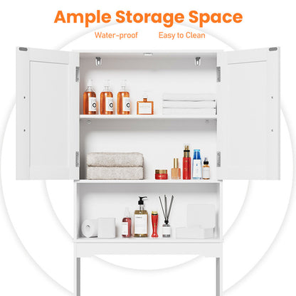 Free Standing Toilet Storage Cabinet with Barn Doors , Adjustable Bottom Bar