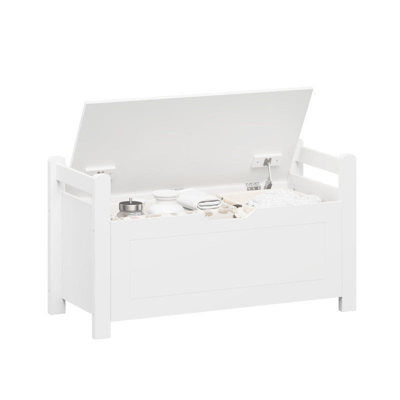 Kids Toy Box Chest White Rubber Wood Toy Box
