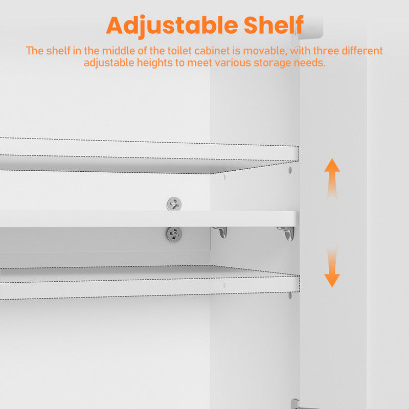 Free Standing Toilet Storage Cabinet with Barn Doors , Adjustable Bottom Bar