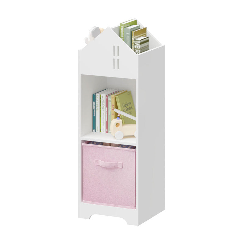 Kids Dollhouse Bookcase with Storage, 2-Tier Storage Display Organizer