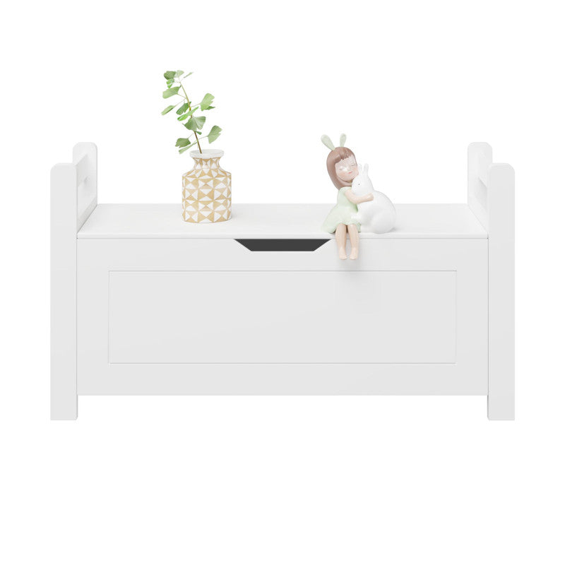 Kids Toy Box Chest White Rubber Wood Toy Box