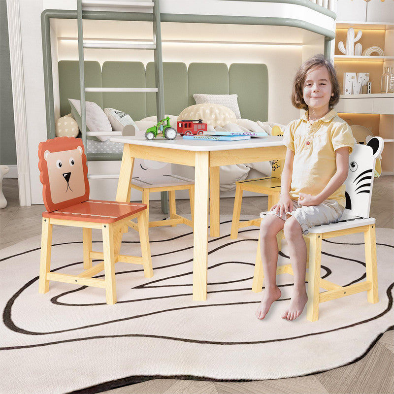 5 Piece Kiddy Table and Chair Set Kids Wood Table with 4 Chairs Set