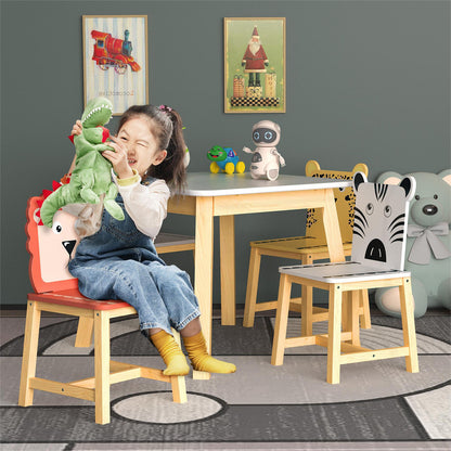 5 Piece Kiddy Table and Chair Set Kids Wood Table with 4 Chairs Set