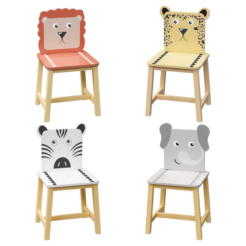 5 Piece Kiddy Table and Chair Set Kids Wood Table with 4 Chairs Set
