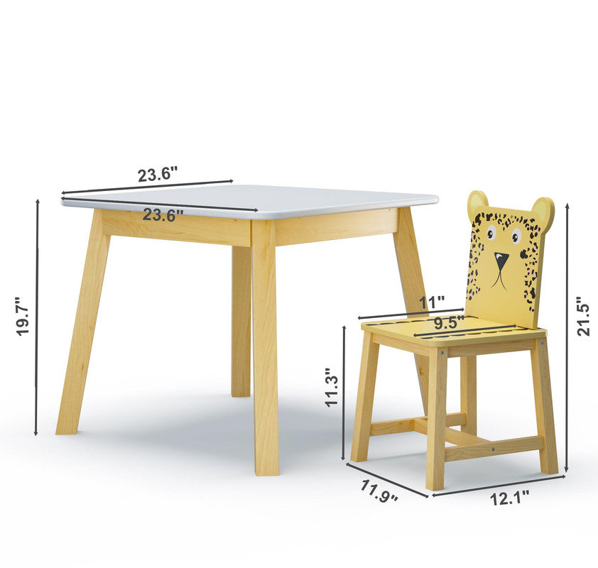 5 Piece Kiddy Table and Chair Set Kids Wood Table with 4 Chairs Set