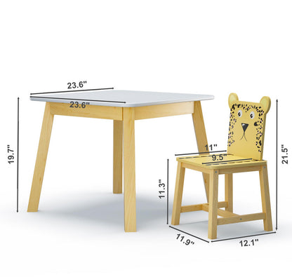 5 Piece Kiddy Table and Chair Set Kids Wood Table with 4 Chairs Set
