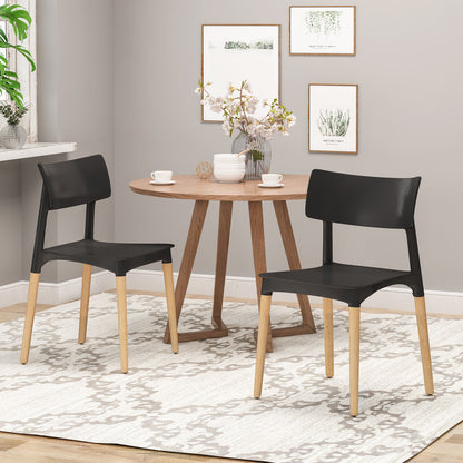 [Ship to Canada Only] Plastic Dining Chair Black (Set of 2)
