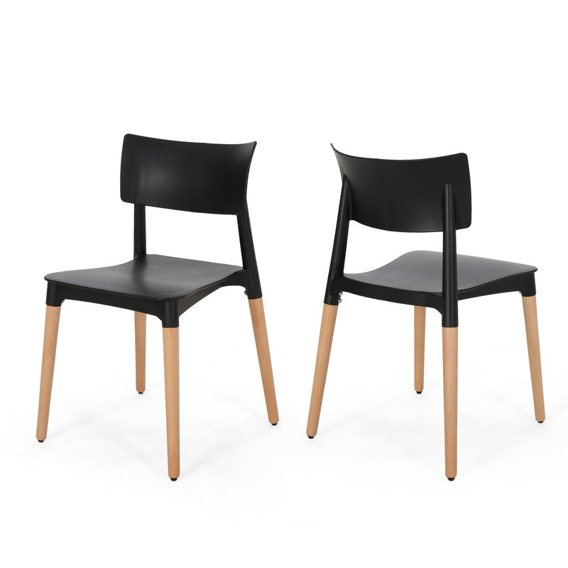 [Ship to Canada Only] Plastic Dining Chair Black (Set of 2)