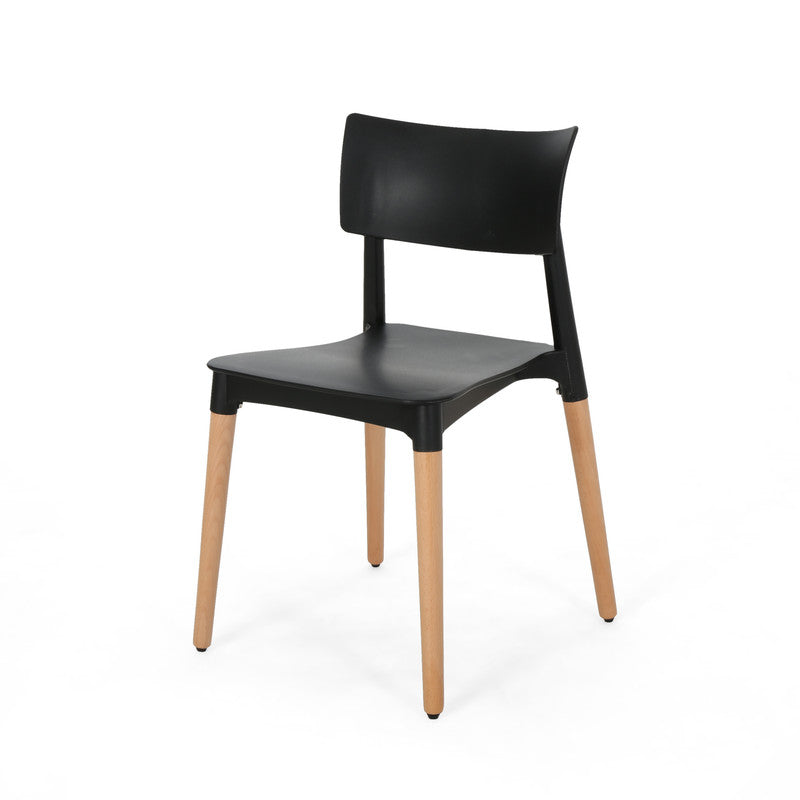[Ship to Canada Only] Plastic Dining Chair Black (Set of 2)