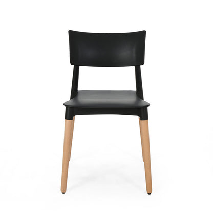 [Ship to Canada Only] Plastic Dining Chair Black (Set of 2)