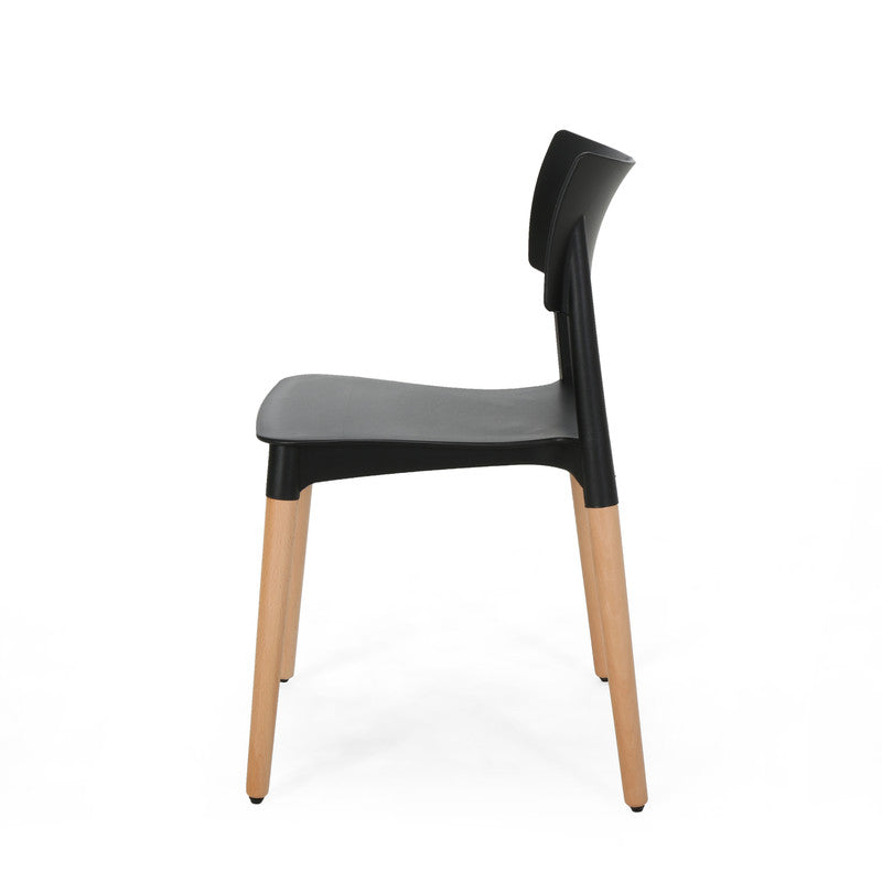 [Ship to Canada Only] Plastic Dining Chair Black (Set of 2)