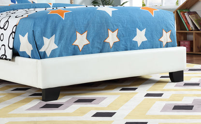 Upholstered Twin Size Platform Bed for Kids, Wooden Bed Frame with Slatted Bed Base