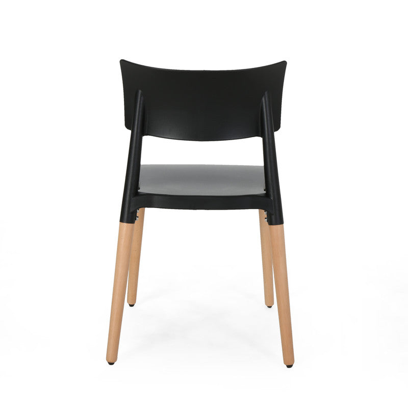 [Ship to Canada Only] Plastic Dining Chair Black (Set of 2)