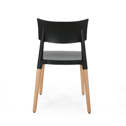 [Ship to Canada Only] Plastic Dining Chair Black (Set of 2)