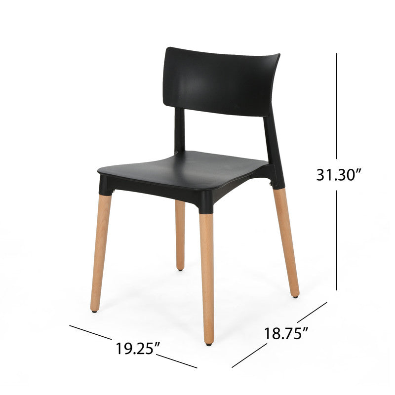 [Ship to Canada Only] Plastic Dining Chair Black (Set of 2)