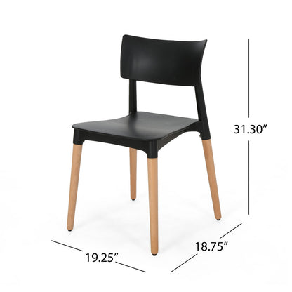 [Ship to Canada Only] Plastic Dining Chair Black (Set of 2)
