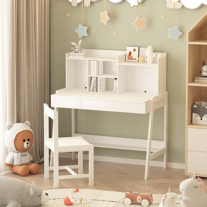 Solid Wood Kids Desk and Chair Set