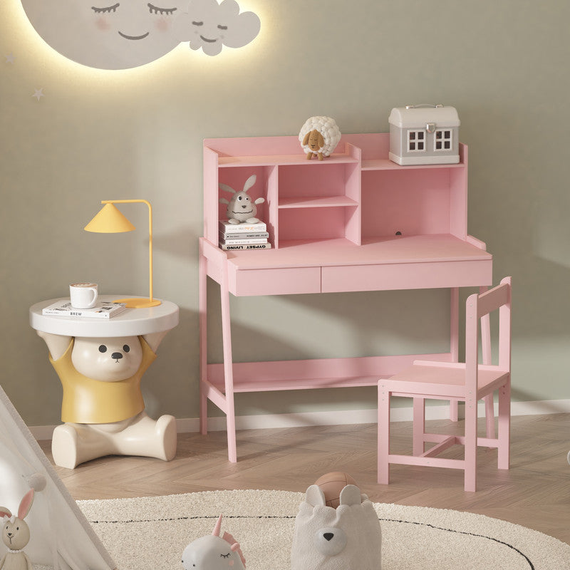 Solid Wood Kids Desk and Chair Set