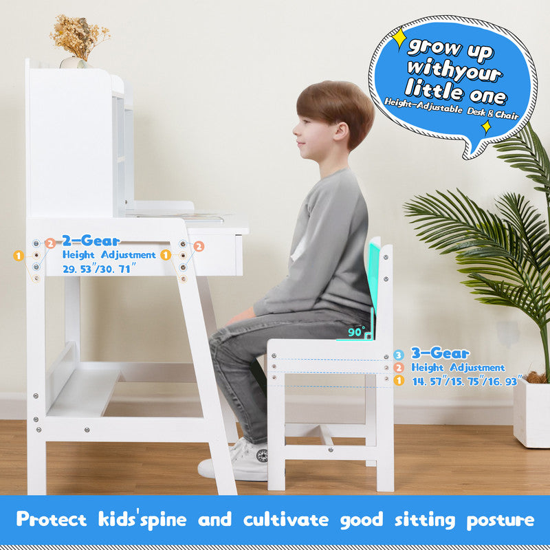 Solid Wood Kids Desk and Chair Set