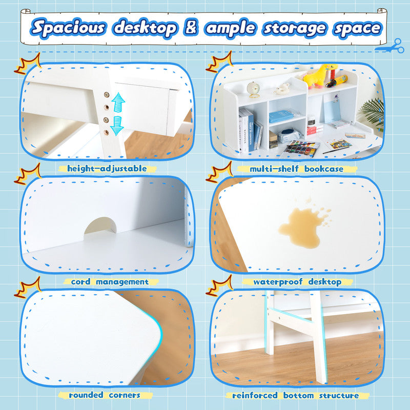 Solid Wood Kids Desk and Chair Set