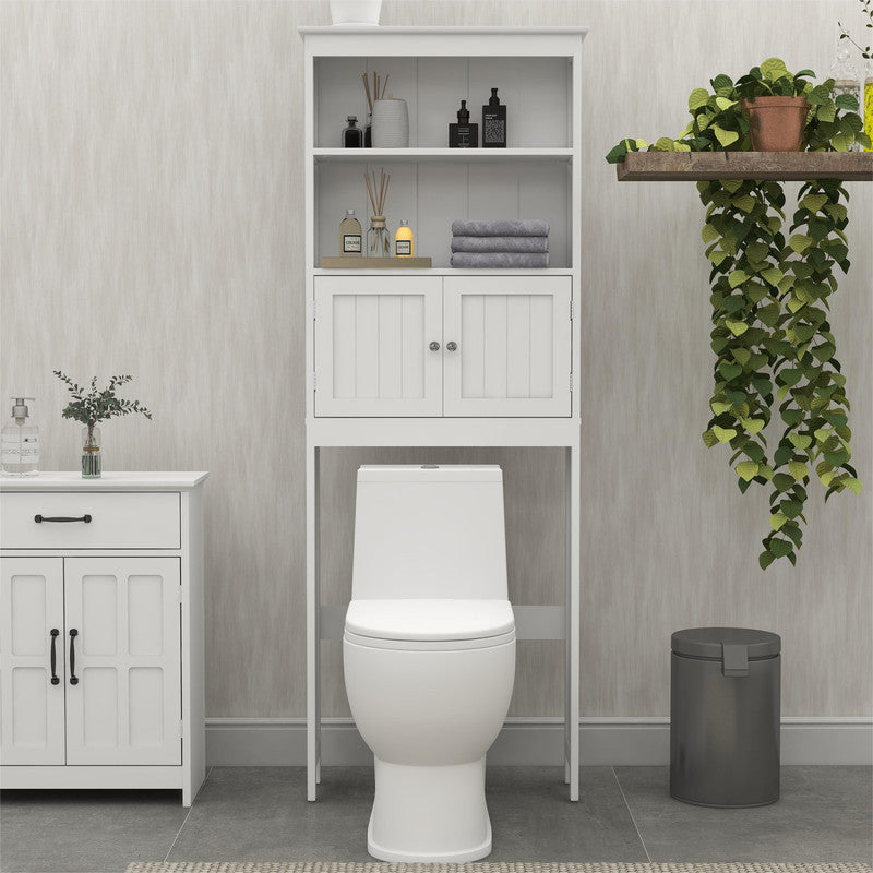 Toilet Rack 2-Tier Toilet Bathroom Storage Shelf with 2 Doors