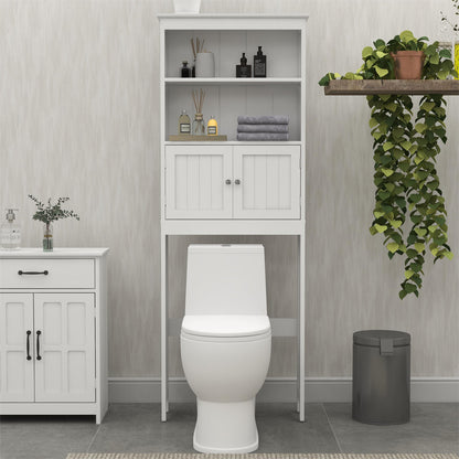 Toilet Rack 2-Tier Toilet Bathroom Storage Shelf with 2 Doors