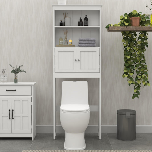 Toilet Rack 2-Tier Toilet Bathroom Storage Shelf with 2 Doors