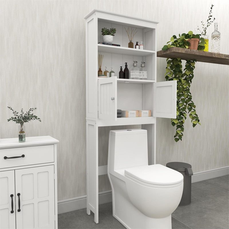Toilet Rack 2-Tier Toilet Bathroom Storage Shelf with 2 Doors