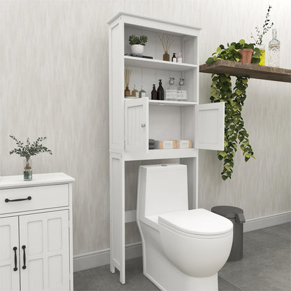 Toilet Rack 2-Tier Toilet Bathroom Storage Shelf with 2 Doors