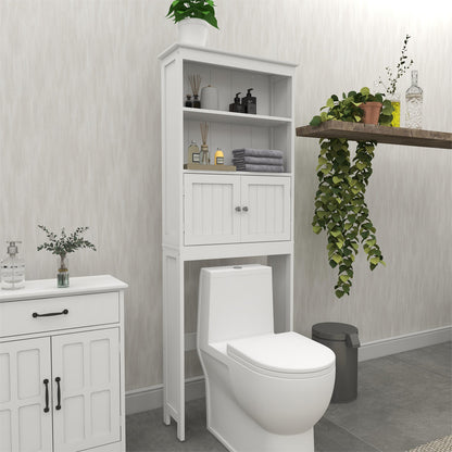 Toilet Rack 2-Tier Toilet Bathroom Storage Shelf with 2 Doors