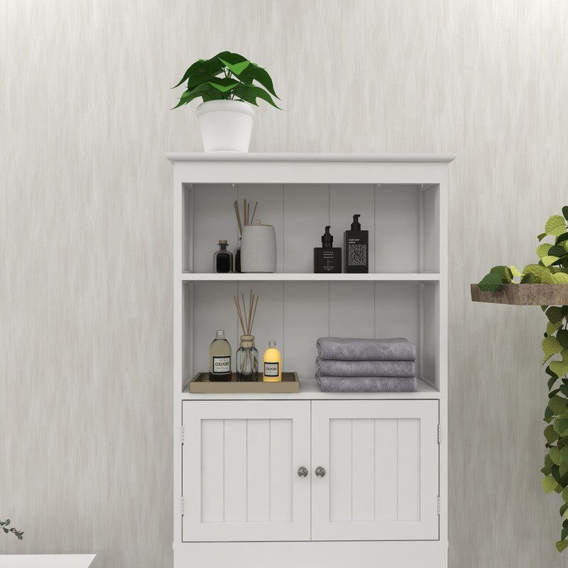 Toilet Rack 2-Tier Toilet Bathroom Storage Shelf with 2 Doors