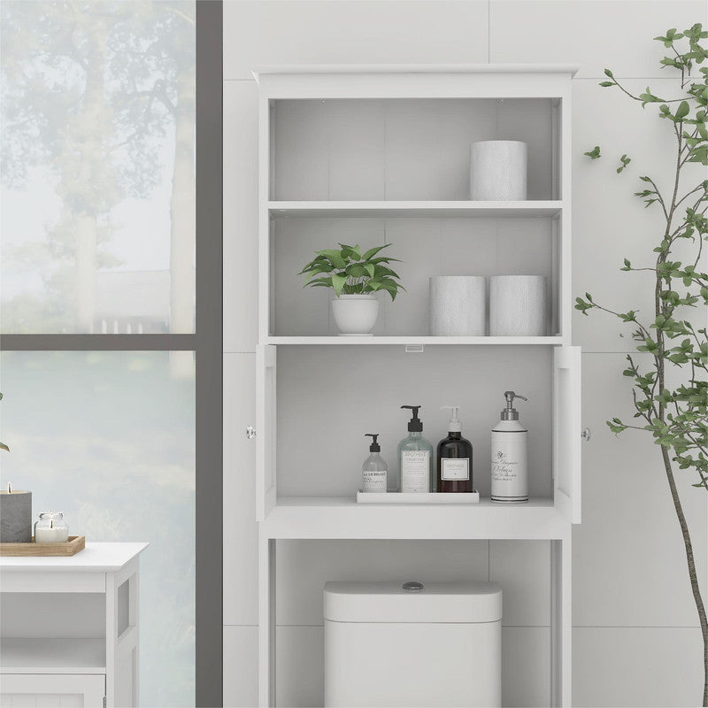 Toilet Rack 2-Tier Toilet Bathroom Storage Shelf with 2 Doors