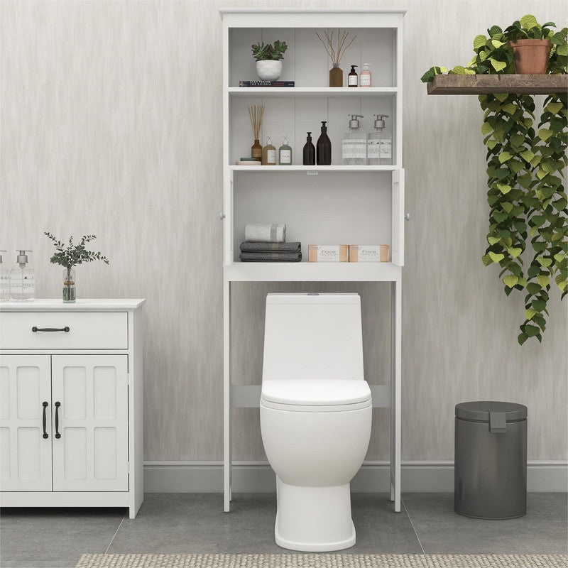 Toilet Rack 2-Tier Toilet Bathroom Storage Shelf with 2 Doors