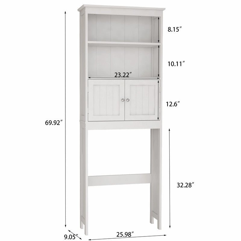 Toilet Rack 2-Tier Toilet Bathroom Storage Shelf with 2 Doors