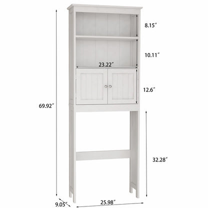 Toilet Rack 2-Tier Toilet Bathroom Storage Shelf with 2 Doors
