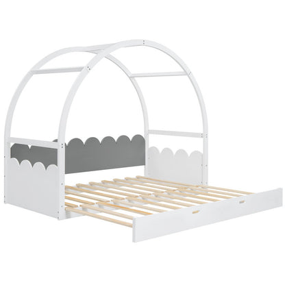 Twin Size Stretchable Vaulted Roof Bed Kids Bed Pine Wood Frame
