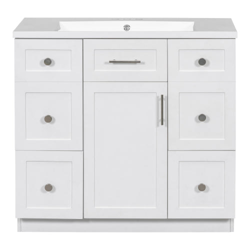 Modern White 36-Inch Freestanding Bathroom Vanity Cabinet