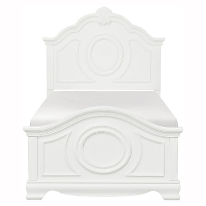Classic White Finish Panel Bed Traditional Style Twin Size Bed