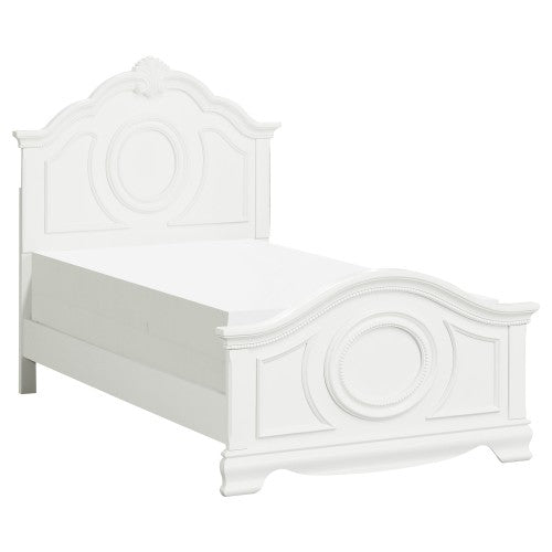 Classic White Finish Panel Bed Traditional Style Twin Size Bed