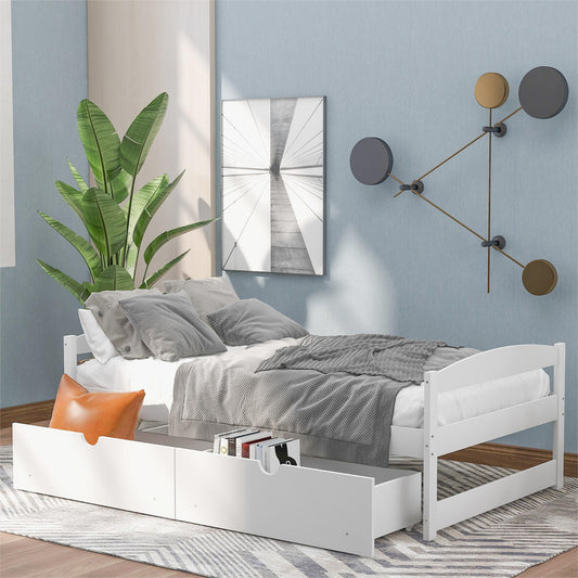 Twin Size Platform Bed with Two Drawers