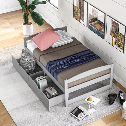Twin Size Platform Bed with Two Drawers