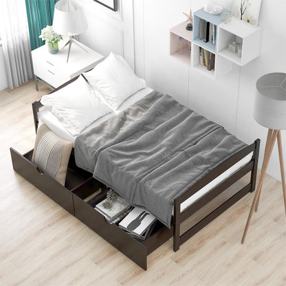 Twin Size Platform Bed with Two Drawers