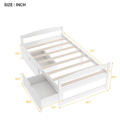 Twin Size Platform Bed with Two Drawers