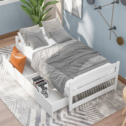 Twin Size Platform Bed with Two Drawers
