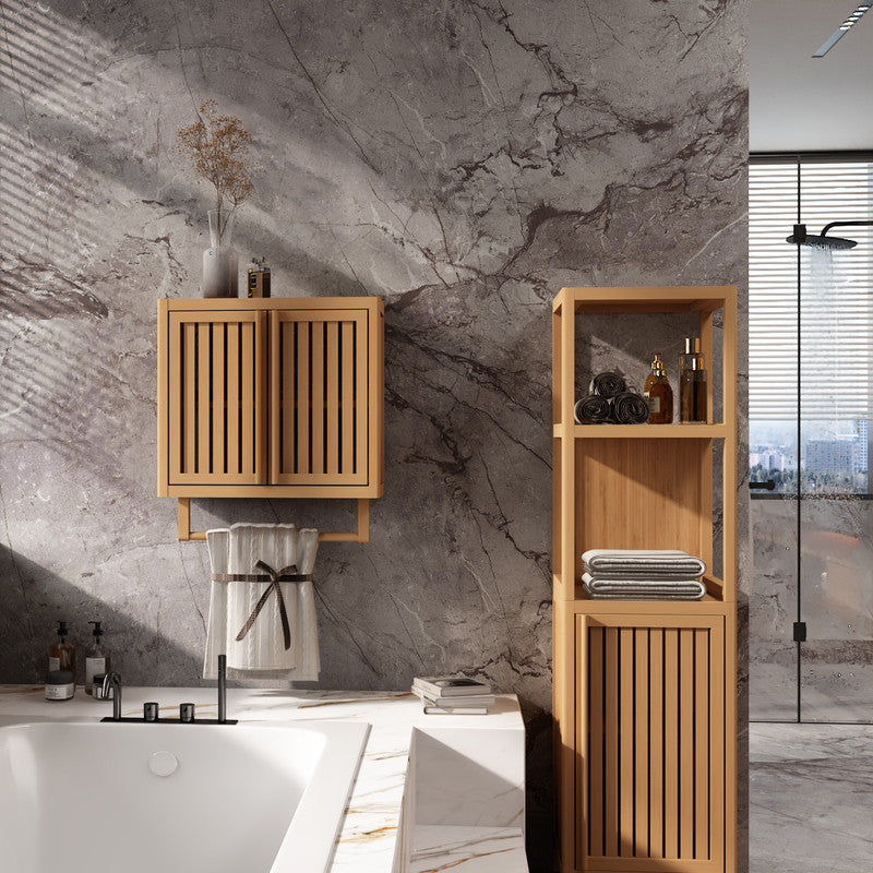 Bathroom Cabinet Wall Mounted Bamboo Toilet Storage Box