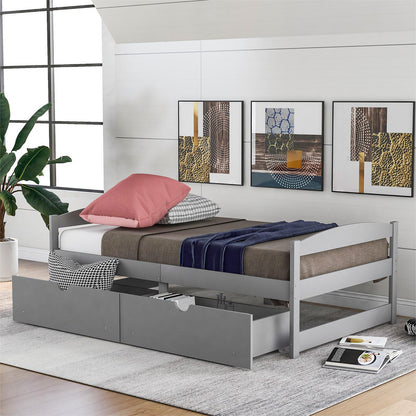 Twin Size Platform Bed with Two Drawers